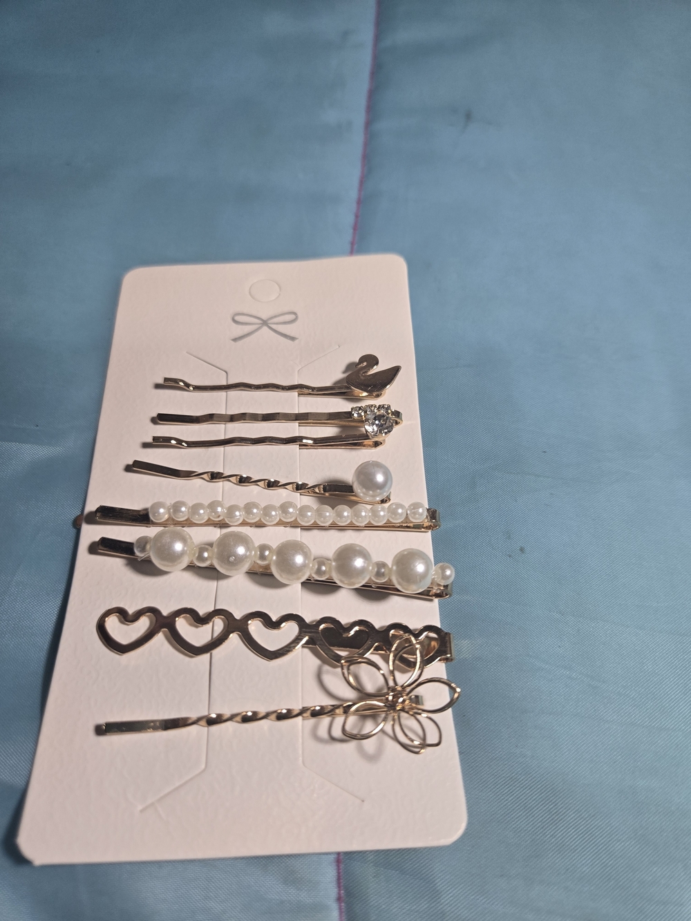 Gold Pearl & Heart Decorative Hair Clip Set - Women's Hair Accessories